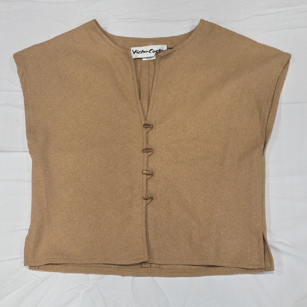 Victor Costa Camel Buttoned Top